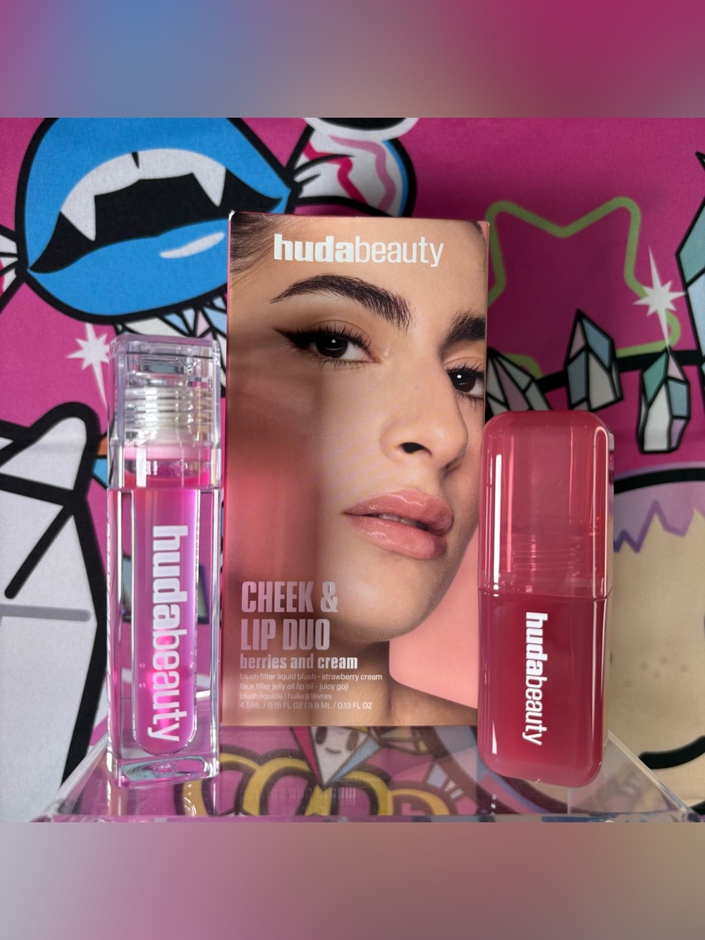 Huda Beauty Cheek & Lip Duo Set Berries & Cream